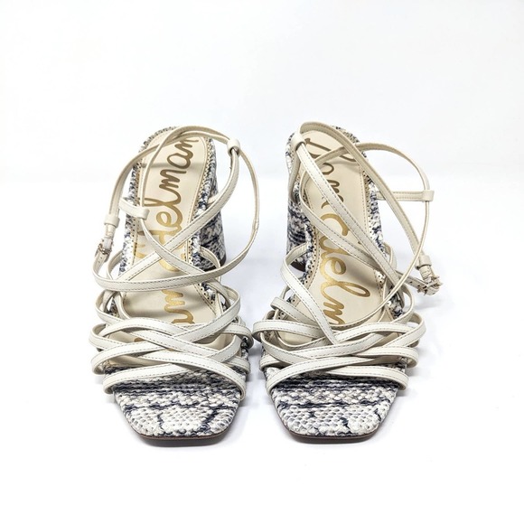 Sam Edelman Womens 10 Sandals Daffodil Snake Strappy Leather Open Toe Block Heel - Picture 5 of 8